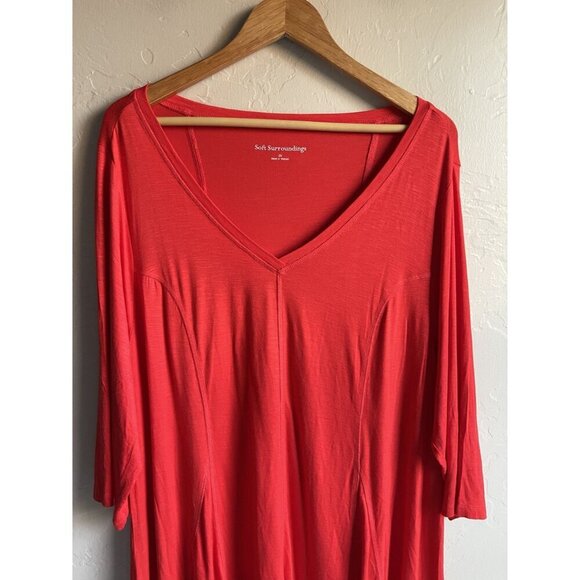 New! Soft Surroundings Size 2X Amelia A-Lie Orange Tunic Top MSRP $89.95 V-Neck - Picture 9 of 9